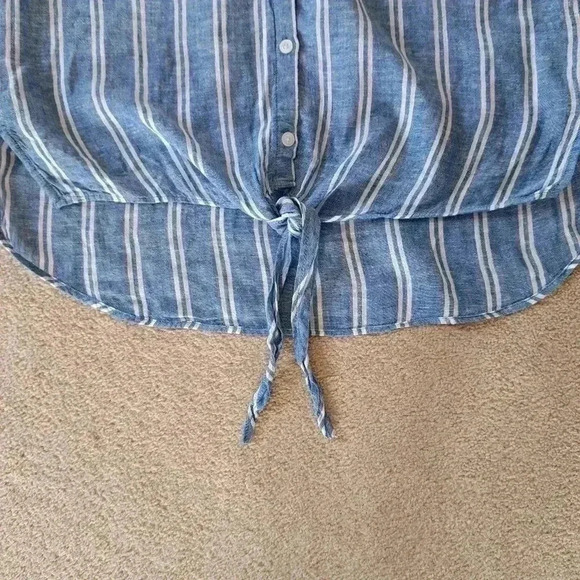 ❤️ Jachs Girlfriend Short Sleeved Linen Blend Blouse XS Striped Lightweight Top - Picture 11 of 14